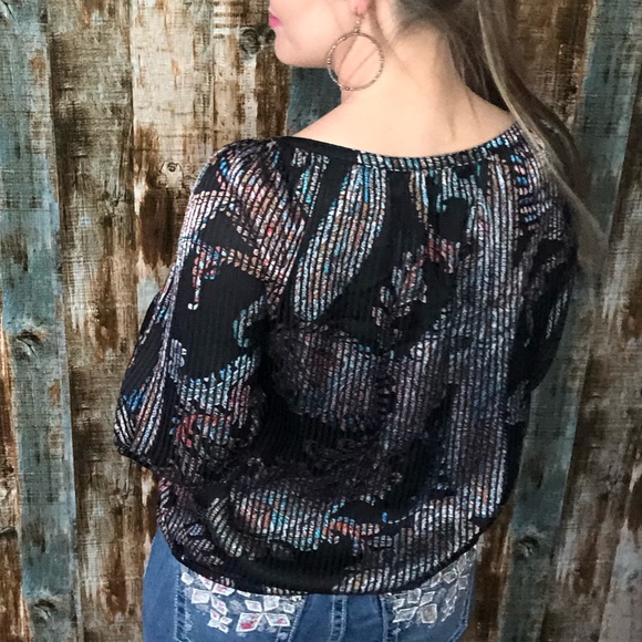 Anthropologie Maeve Burnout Satin Blouse - Picture 7 of 7